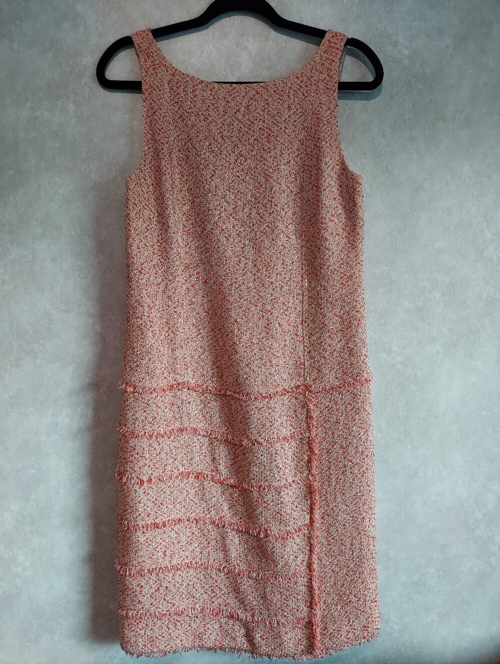 Magaschoni Tweed Sleeveless Drop Waist Shift Dress Business Work Orange